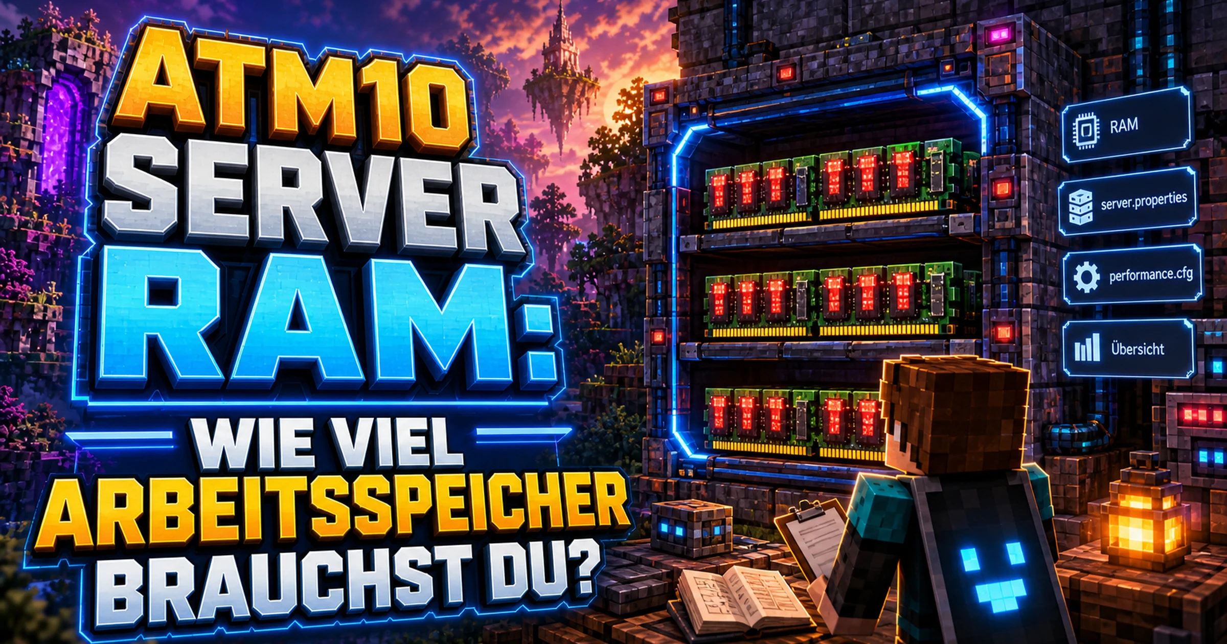 Ein Minecraft-Redstone-Speichermodul mit mehreren leuchtenden Speicherblöcken
